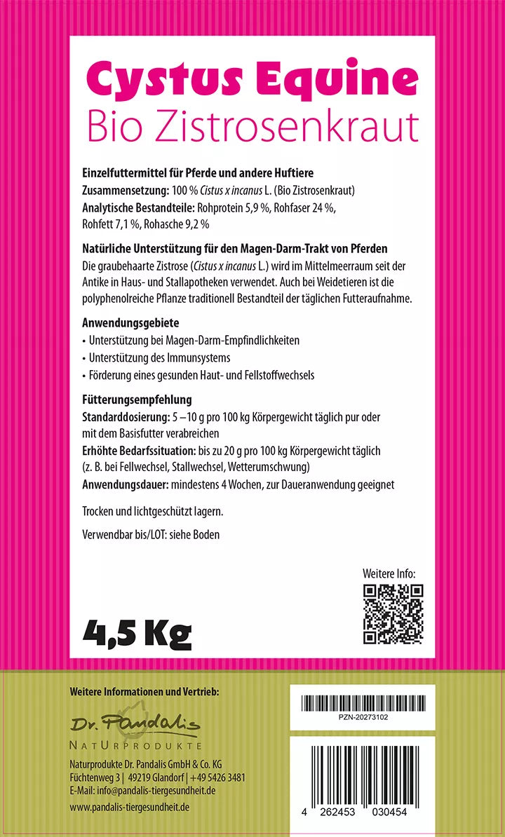 Cystus Equine® - Bio Zistrosenkraut für Pferde - 100% Cistus incanus