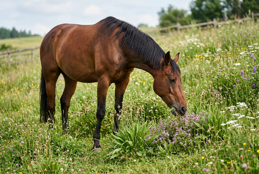 braunes Pferd auf der Wiese